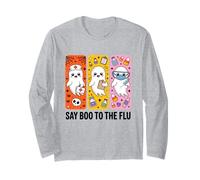 Say Boo to The Flu Halloween Nurse Ghost Spooky Costume Long Sleeve T-Shirt