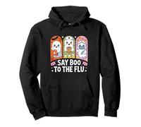 Say Boo to the Flu Halloween Nurse Ghost Spooky Costume Pullover Hoodie