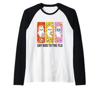 Say Boo to The Flu Halloween Nurse Ghost Spooky Costume Raglan Baseball Tee