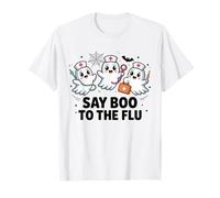 Say Boo to The Flu Halloween Nurse Ghost Spooky Costume T-Shirt