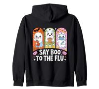 Say Boo to the Flu Halloween Nurse Ghost Spooky Costume Zip Hoodie