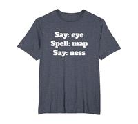 Say Eye Spell Map Say Ness T-Shirt, Men's Big and Tall, Heather Blue, 2X Tall