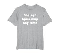 Say Eye Spell Map Say Ness T-Shirt, Men's Big and Tall, Heather Grey, 6X Tall