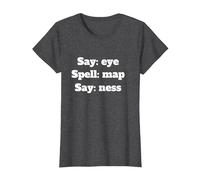 Say Eye Spell Map Say Ness T-Shirt, Women, Dark Heather Grey, Small