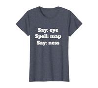 Say Eye Spell Map Say Ness T-Shirt, Women, Heather Blue, Large