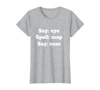Say Eye Spell Map Say Ness T-Shirt, Women, Heather Grey, X-Small