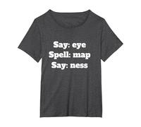 Say Eye Spell Map Say Ness T-Shirt, Women's Plus, Dark Heather Grey, 2X