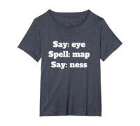Say Eye Spell Map Say Ness T-Shirt, Women's Plus, Heather Blue, 2X