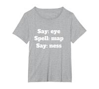 Say Eye Spell Map Say Ness T-Shirt, Women's Plus, Heather Grey, 6X