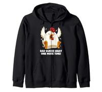Say Guess What Chicken Butt Again! Funny Angry Chicken Farm Zip Hoodie