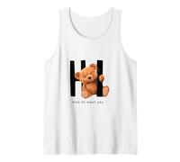 Say Hi Nice to Meet You, Lovely Teddy Bear Graphic Designs Tank Top