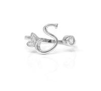 Say It With Adjustable Winged Initial Ring - Sterling Silver - S