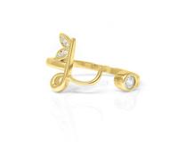 Say It With Adjustable Winged Initial Ring - Yellow Gold Plated - L