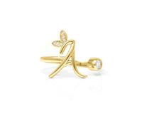 Say It With Adjustable Winged Initial Ring - Yellow Gold - Q