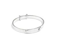 Say It With Baby Engraved Clear Stone Cross Bangle - Silver