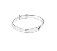 Say It With Baby Engraved Pink Stone Bangle - Silver