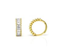 Say It With Baguette Hug Earrings - Gold Plated Sterling Silver