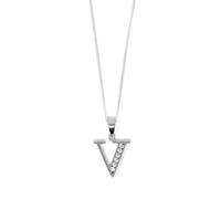 Say It With Block Initial Necklace - Sterling Silver with CZ Stones - X