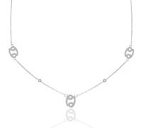 Say It With Cancer Necklace with CZ Stones - Silver Plated