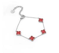 Say It With Cherry Red Crystal Clover Bracelet - Silver