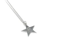 Say It With Children's Engraved Star Token Necklace - Sterling Silver - Hand Written