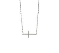 Say It With Dainty Side Cross With CZ Stones - Sterling Silver