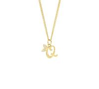 Say It With Dainty Winged Initial Charm Necklace - Yellow Gold - Q