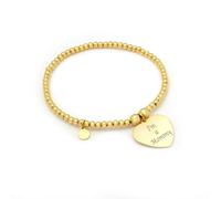 Say It With Engraved Heart Token Bracelet - Yellow Gold Plated - Hand Written
