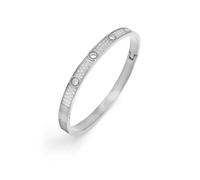 Say It With Full CZ Stone Bangle - Silver - Hand Written