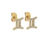 Say It With Gemini Earrings with CZ Stones - Yellow Gold Plated