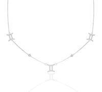Say It With Gemini Necklace with CZ Stones - Silver Plated