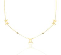 Say It With Gemini Necklace with CZ Stones - Yellow Gold Plated