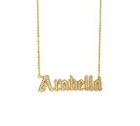 Say It With Gothic Custom Name CZ Necklace - Yellow Gold | Size: 16 inches Say It With Gold 16 inches