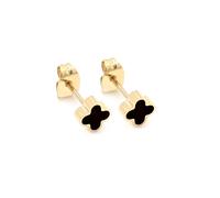 Say It With Graphite Crystal Clover Earrings - Yellow Gold Say It With Gold One Size