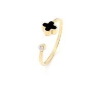 Say It With Graphite Crystal Clover Ring - Yellow Gold Plated