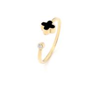 Say It With Graphite Crystal Clover Ring - Yellow Gold | Size: Adjustable Say It With Gold Adjustable