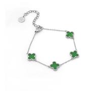 Say It With Green Crystal Clover Bracelet - Silver