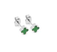 Say It With Green Crystal Clover Earrings - Silver