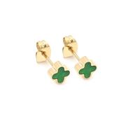 Say It With Green Crystal Clover Earrings - Yellow Gold Say It With Gold One Size