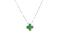 Say It With Green Crystal Clover Necklace - Silver