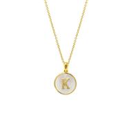 Say It With Initial Pearl Token Necklace - Gold Plated - K