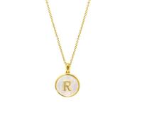 Say It With Initial Pearl Token Necklace - Gold Plated - R