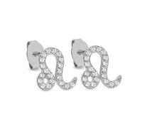 Say It With Leo Earrings with CZ Stones - Silver Say It With Silver One Size