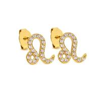 Say It With Leo Earrings with CZ Stones - Yellow Gold Plated