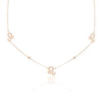 Say It With Leo Necklace with CZ Stones - Rose Gold Plated