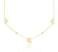 Say It With Leo Necklace with CZ Stones - Yellow Gold Plated