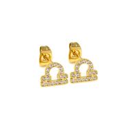 Say It With Libra Earrings with CZ Stones - Yellow Gold