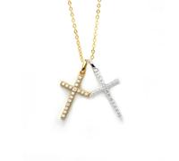 Say It With Luxe Double Cross Necklace - Yellow Gold