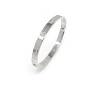 Say It With Silver Hinged Stone Bangle - Stainless Steel - Hand Written
