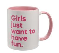 Say It with Songs Mug White Outer/Pink Inner - Girls Just Want to Have Fun - Scan QR Code and Play on Spotify, YouTube & More - Homeware, Kitchen, Tea, Coffee & Gifting Cup. 11oz / 312ml.